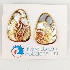 NWT Karla Jordan Kollections MOP & Metal Earrings
